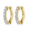 18K Gold Plated Sterling Silver Emerald Cut White Sapphire Hoop Earrings (2.40 CTW)