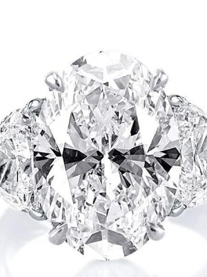 9.50 CT Oval Diamond Statement Band Ring in Rhodium Plated Sterling Silver
