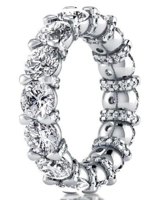 Eternity Round Created White Sapphire Wedding Band in 925 Sterling Silver