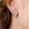 White Sapphire Hoop Earrings in Sterling Silver - Channel Setting, 0.35 CT TW