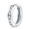 White Sapphire Hoop Earrings in Sterling Silver - Channel Setting, 0.35 CT TW