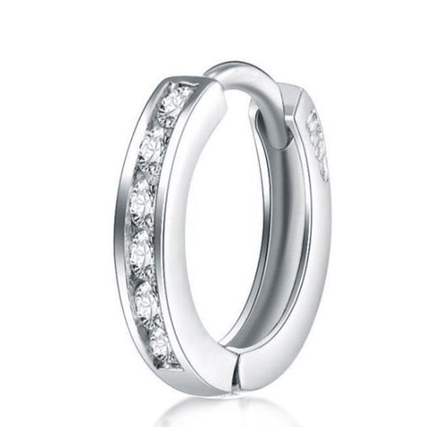 White Sapphire Hoop Earrings in Sterling Silver - Channel Setting, 0.35 CT TW