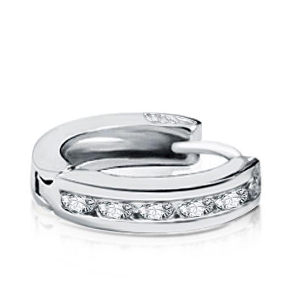 White Sapphire Hoop Earrings in Sterling Silver - Channel Setting, 0.35 CT TW