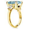 18K Gold Plated Sterling Silver Three Stone Aquamarine Engagement Ring (11.26 CTW)