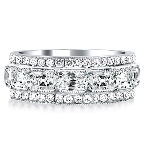 Sterling Silver Milgrain Band Ring - 1.95 CT. TW. Stone
