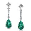 Sterling Silver Pear Cut Emerald Drop Earrings | 15.12 CT. TW.