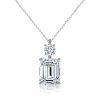 Emerald Cut Sterling Silver Pendant Necklace - 16-22 Inch Chain