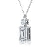 Emerald Cut Sterling Silver Pendant Necklace - 16-22 Inch Chain