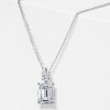 Emerald Cut Sterling Silver Pendant Necklace - 16-22 Inch Chain