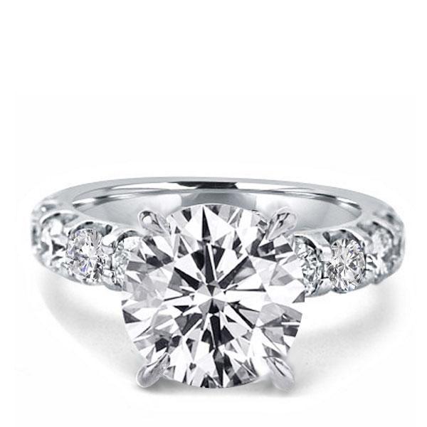 Classic Round Created White Sapphire Engagement Ring - Sterling Silver CZ