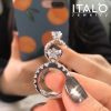 Classic Round Created White Sapphire Engagement Ring - Sterling Silver CZ
