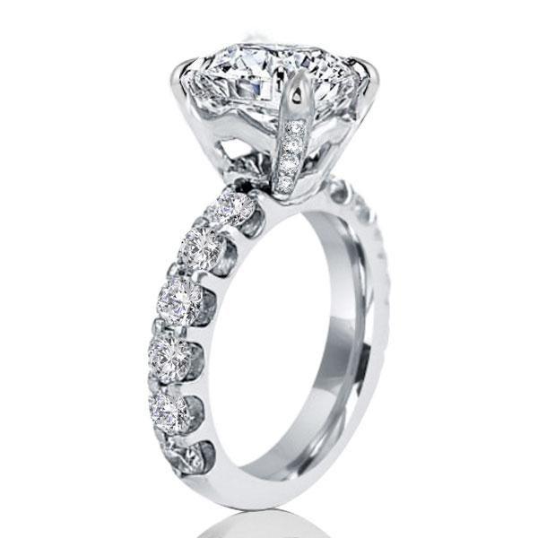 Classic Round Created White Sapphire Engagement Ring - Sterling Silver CZ