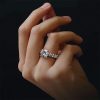 Classic Round Created White Sapphire Engagement Ring - Sterling Silver CZ
