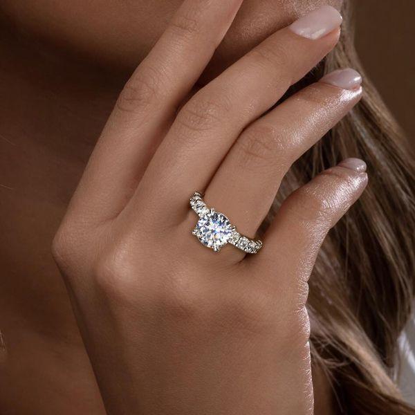 Classic Round Created White Sapphire Engagement Ring - Sterling Silver CZ
