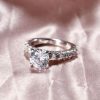 Classic Round Created White Sapphire Engagement Ring - Sterling Silver CZ