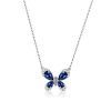 Sapphire Butterfly Pear Pendant Necklace - 925 Sterling Silver