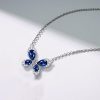 Sapphire Butterfly Pear Pendant Necklace - 925 Sterling Silver