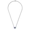 Sapphire Butterfly Pear Pendant Necklace - 925 Sterling Silver