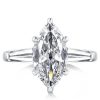 Three Stone Marquise Created White Sapphire Engagement Ring in Sterling Silver