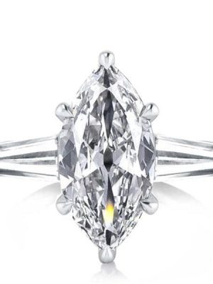 Three Stone Marquise Created White Sapphire Engagement Ring in Sterling Silver
