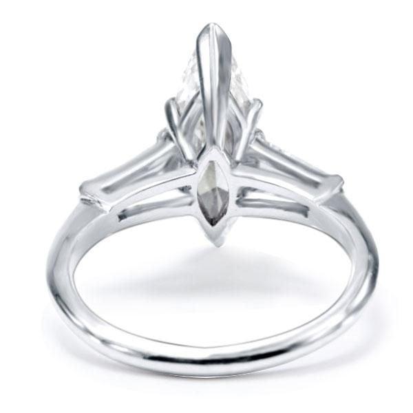Three Stone Marquise Created White Sapphire Engagement Ring in Sterling Silver