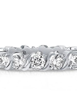1.40 CTW Round Cut Swirl Eternity Ring - Sterling Silver Wedding Band