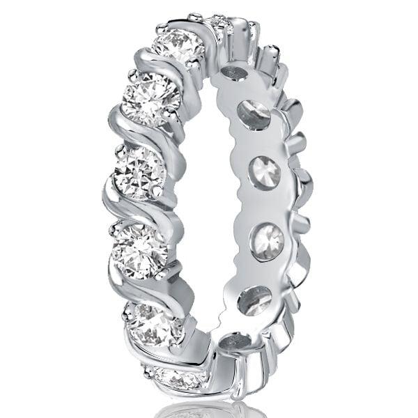 1.40 CTW Round Cut Swirl Eternity Ring - Sterling Silver Wedding Band