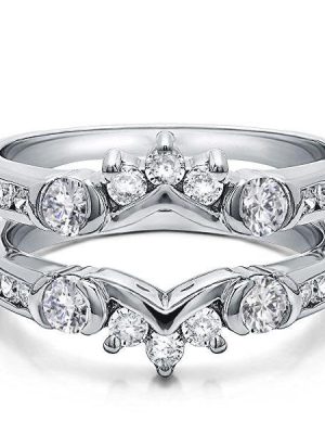 Vintage Style White Sapphire Ring Guard Band in Sterling Silver