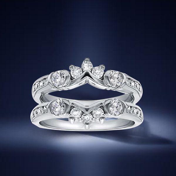 Vintage Style White Sapphire Ring Guard Band in Sterling Silver