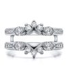 Vintage Style White Sapphire Ring Guard Band in Sterling Silver