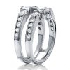 Vintage Style White Sapphire Ring Guard Band in Sterling Silver