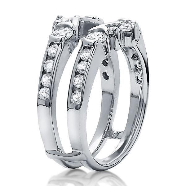 Vintage Style White Sapphire Ring Guard Band in Sterling Silver