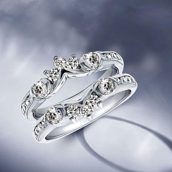 Vintage Style White Sapphire Ring Guard Band in Sterling Silver