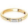 18K Gold Plated Sterling Silver Wedding Band with Round and Baguette Cubic Zirconia Stones