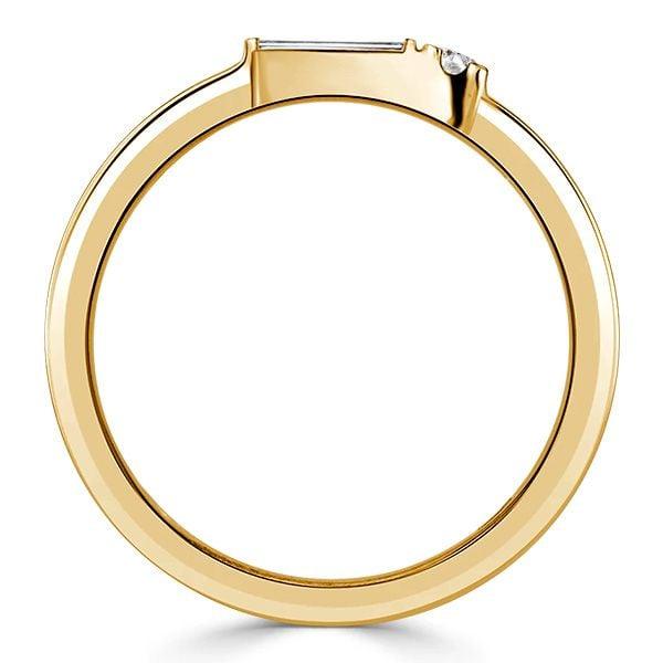 18K Gold Plated Sterling Silver Wedding Band with Round and Baguette Cubic Zirconia Stones