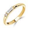 18K Gold Plated Sterling Silver Wedding Band with Round and Baguette Cubic Zirconia Stones