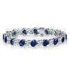 Blue Sapphire Bracelet - Oval & Marquise Cut - Sterling Silver Wedding Jewelry