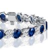 Blue Sapphire Bracelet - Oval & Marquise Cut - Sterling Silver Wedding Jewelry