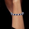 Blue Sapphire Bracelet - Oval & Marquise Cut - Sterling Silver Wedding Jewelry