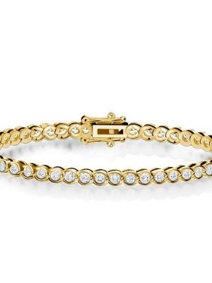 18K Gold Plated Sterling Silver Round Cut CZ Tennis Bracelet for Women (6-9 inches)