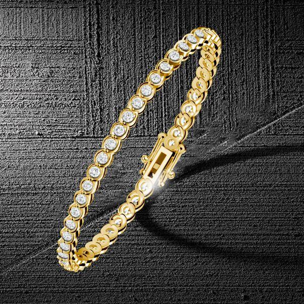 18K Gold Plated Sterling Silver Round Cut CZ Tennis Bracelet for Women (6-9 inches)