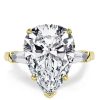 18K Gold Plated Sterling Silver Pear Created White Sapphire Three Stone Engagement Ring