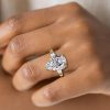 18K Gold Plated Sterling Silver Pear Created White Sapphire Three Stone Engagement Ring
