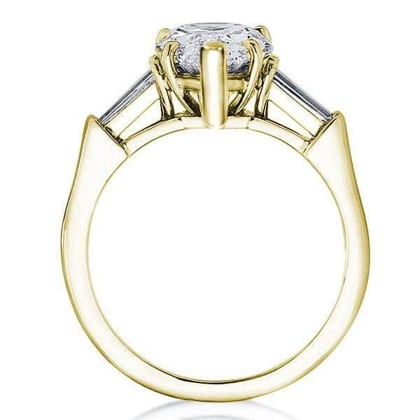 18K Gold Plated Sterling Silver Pear Created White Sapphire Three Stone Engagement Ring