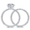 Sterling Silver Round Cut Bridal Ring Set - 3.5 CT Center Stone