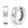 Sterling Silver Single Stone Hoop Earrings - Dainty & Nickel-Free