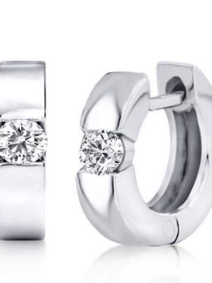 Sterling Silver Single Stone Hoop Earrings - Dainty & Nickel-Free