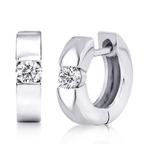 Sterling Silver Single Stone Hoop Earrings - Dainty & Nickel-Free