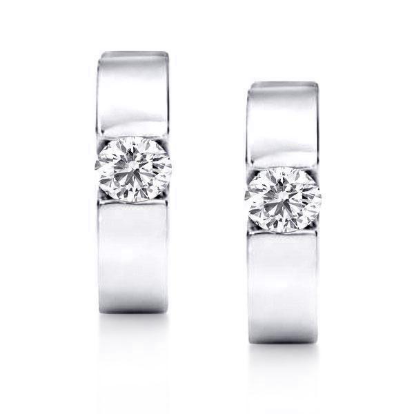 Sterling Silver Single Stone Hoop Earrings - Dainty & Nickel-Free