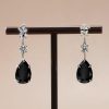 Black Sapphire Pear Drop Earrings - Sterling Silver Dangle Earrings